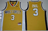 Wake Forest Demon Deacons #3 Chris Paul Gold Basketball Stitched NCAA Jersey,baseball caps,new era cap wholesale,wholesale hats
